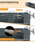 Garvee Mini Metal Lathe 9x30 Inch With 1100W Powerful Motor And 0-3000 Rpm Variable Speed Digital Readout Precision Benchtop Lathe showing movable tailstock and metal construction.