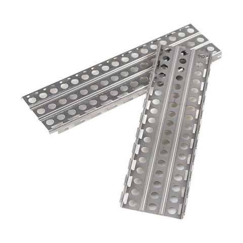 Metal Sand Ladder Recovery Board And Shovel Set for 1 to 10 Scale RC Crawlers, shown are two metallic recovery boards with holes.