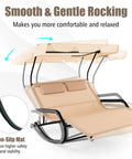 Two Person Outdoor Lounge Chair With Adjustable Canopy, Wheels, Detachable Pillows, Extra Large Double Patio Hammock Bed