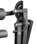 Close-up of adjustment mechanism on Plate Loaded Leg Extension And Curl Machine For Home Gym Seated Leg Curl And Quad Extension.