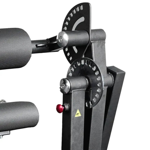 Close-up of adjustment mechanism on Plate Loaded Leg Extension And Curl Machine For Home Gym Seated Leg Curl And Quad Extension.