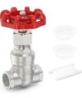 One Piece 304 Stainless Steel Gate Valve 2 Inch NPT Female Rotary Sluice Valve With Wheel Handle For Water Oil Gas Full Bore