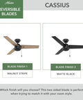 44 Inch Indoor Outdoor Ceiling Fan No Light Matte Black With Reversible Blades Damp Rated For Patio Porch Garage Living Room Pull Chain Standard Mount 3 Blades with walnut stripe and matte black reversible blades shown