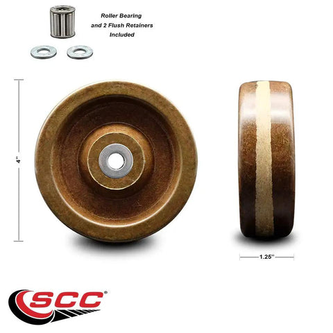 4 Inch High Temperature Phenolic Caster Wheel With Quality Roller Bearing Half Inch Bore 600 Pound Capacity Built Legit Tough For Heavy Duty Industrial Platform Replacement And No Sweat Equipment Glide