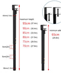 Slick Clamp On Adjustable Table Legs, 37 Inch black iron feet with size markings for height adjustments, DIY setup.
