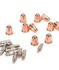 Fabater Plasma Cutter Consumables 20 Pcs Electrode Tip Nozzle And Cup Kit featuring copper nozzles and silver tips for S45 torch system.