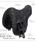 ProKit Ride On Dressage Saddle Cover With Silicone Grip Seat, Waterproof 3000mm Outer, Plush Fleece Lining, Black