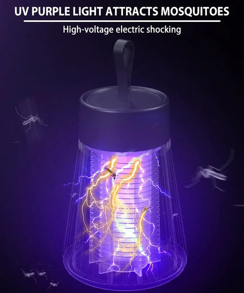 Rechargeable USB Bug Zapper With 360 Degree UV Light And Hidden Electric Grid, Portable Hanging Mosquito Trap