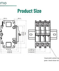Technical drawing of 15 Amp 120V And 240V Two Pole DIN Rail Miniature Circuit Breaker UL 489 Listed 35mm Mount HCB1U-60 MCB