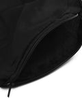 No Fuss Miter Saw Dust Bag Collection Kit Universal Table Saw Debris Catcher showing zippered opening and interior view.