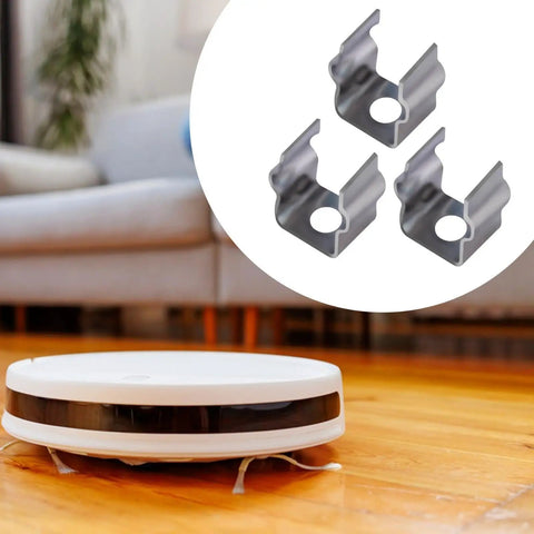 Kickin Ass Heavy Duty Replacement Side Brush Mount Clips For Shark IQ Vacuum Rock Solid Metal Hardware set of three clips shown with vacuum.