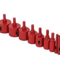 Top Tier 10 Piece Hole Saw Kit For Tile Drilling Professional Drill Bits Set For Glass Ceramic Marble Granite And Wood Sizes 6mm To 50mm Durable Heavy Duty Tool For DIY Pros, red diamond hole saw bits set