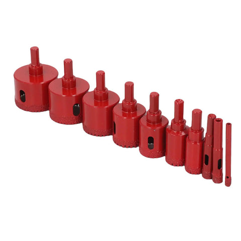 Top Tier 10 Piece Hole Saw Kit For Tile Drilling Professional Drill Bits Set For Glass Ceramic Marble Granite And Wood Sizes 6mm To 50mm Durable Heavy Duty Tool For DIY Pros, red diamond hole saw bits set