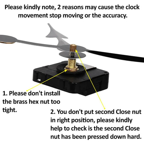 High Torque Clock Movement Kit For Big Wall Clocks with brass nut installation tips