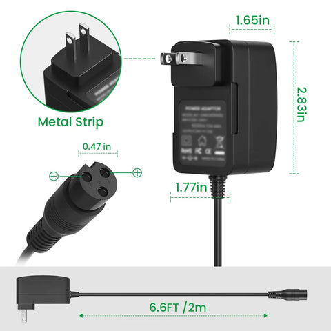 24V 1.5A Electric Scooter Charger For Razor E100 E200 E300 PR200 MX350 Pocket Mod Sports Mod Dirt Quad And Dirt Bike Replacement 24 Volt DC 36W Power Adapter