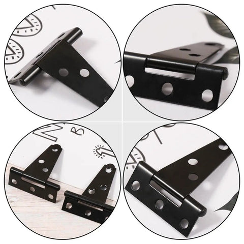 Heavy Duty Black Painted T Shaped Door Hinges Galvanized Steel With Screws 2 Inch Furniture And Gate Hinge Set details