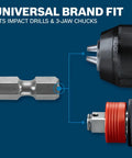 Close-up of universal brand fit for Six Piece Nail Killer Wood Boring Bit Set with Reinforced Reamer Cutting Edges.