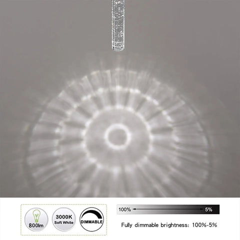 Mini Crystal Pendant Light With Dimmable LED Bulb For Kitchen Island And Bathroom Black Gold Finish Featuring Bubble Crystal Cylinder And Sleek Modern Low Profile Design For Dope Ambient Lighting