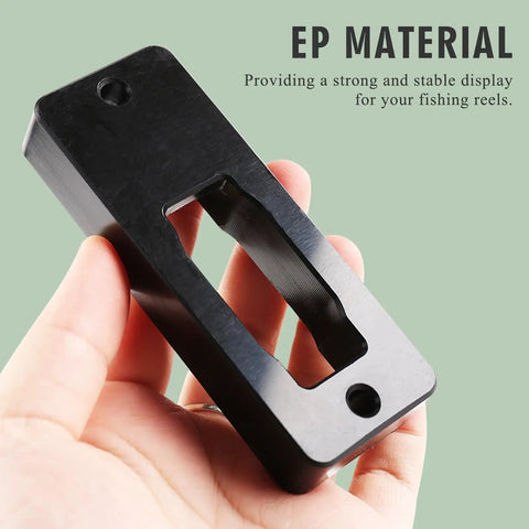 EP material fishing reel holder showcasing Two Piece Wall Mount Fishing Reel Rack Built For Spinning Reels Only for secure storage.