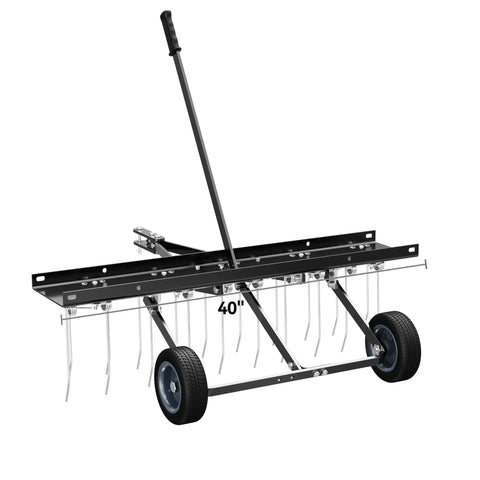 Tow Behind Dethatcher Powerful 40 Inch With 20 Spring Steel Tines Lift Handle For ATV And Mover Tractors Lawn Rake