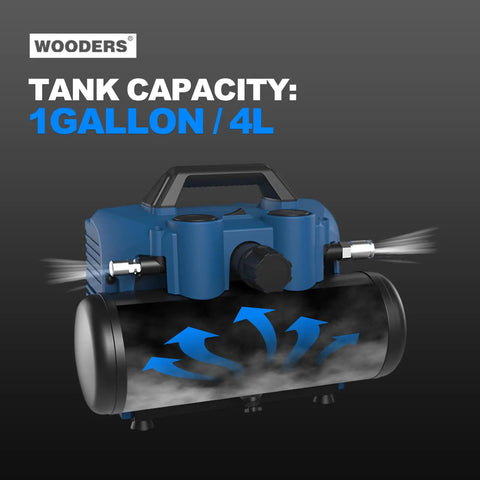Wooders 20V Cordless Air Compressor 1 Gallon 120 Psi 4.0Ah Battery Portable Tire Inflator For Nailers And Paint Sprayers High Speed Power Tool Quick Setup Easy Use Lightweight Design Perfect For Home Garage Jobs