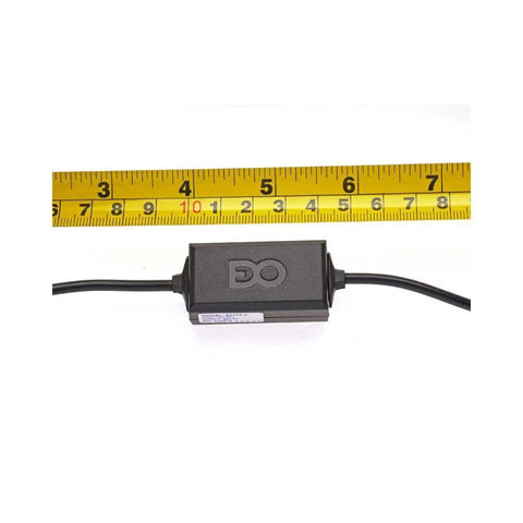 Rig Ready Hardwired Usb A Car Charger Cable Kit With Direct Wire Harness showing the power adapter size against a yellow ruler.