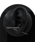20G 0.8mm 316L Stainless Steel Calor Style Taper Insertion Pin for Ear and Nose Stretcher shown in ear model