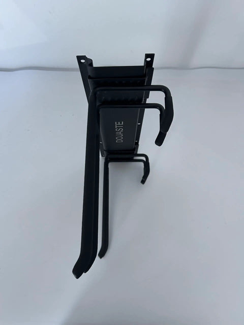 Black hooks part of Garage Wall Organizer With Heavy Duty Wall Mounted Tool Racks For Garage Basement And Workshop