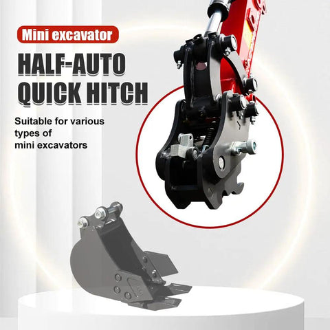Built Tough Quick Change Hitch For 1T To 1.5T Mini Excavators Quick Coupler Backhoe Attachment side view showing installation.