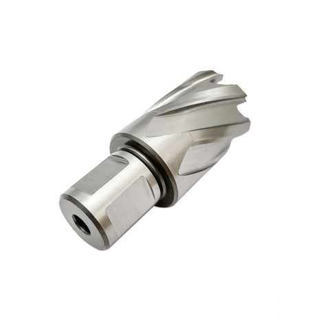 CORTOOL annular cutter with Weldon shank, metal finish, side view