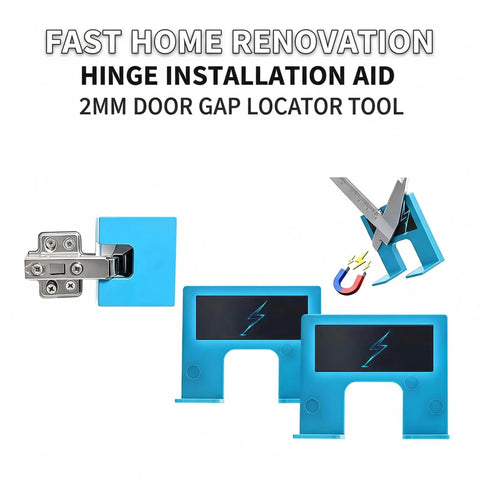 Hinge Jig And Latch Install Kit For Quick Door Install Precise Positioning With Built In Spirit Level DIY Friendly Door Jamb Guide For Hinges Cutting Woodworking Exterior Tool Pack Of 2 shown with hinge and measuring tool