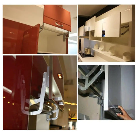 Heavy Duty Hydraulic Vertical Cabinet Door Hinge With Soft Close Flip Up Mechanism And Silent Gas Strut For Kitchen Storage Space Saving Installation