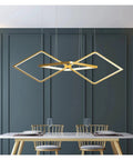 Minimalist Modern LED Pendant Lights for Living Room Dining Table LED Pendant Lamp for Home Shops Office Use (Colour: BlackColdWhite Size: L100 cm) (Gold Dimmable Light Bulb L100 cm) above a dining table.