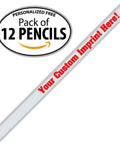 White Custom Carpenter Pencils Pack Of 12 Personalize With Your Name Logo Or Message HB 2 Graphite Solid Wood 7 Inch Pencils