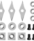 Carbide lathe inserts 12pcs set with 11mm square-radius, 12mm and 8.9mm round, 30x10mm diamond, with screws and washers