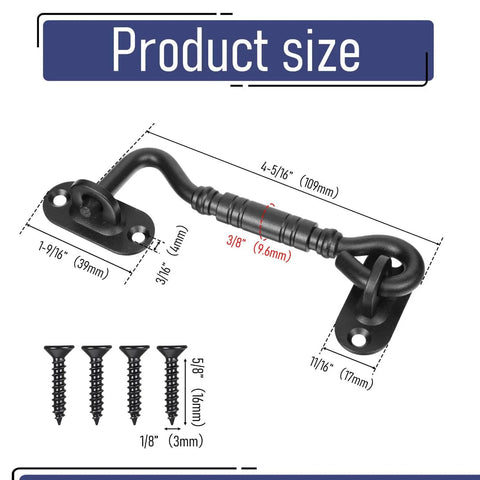 Diagram of Beefy Heavy Duty Stainless Steel Barn Door Hook Latch Set With Screws 4 And A Quarter Inch Rust Resistant Eye