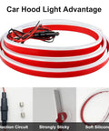 Dynamic Car Hood Light Strip For Cars And Trucks, Waterproof Exterior LED Light Bar, red and white, coiled, installation details