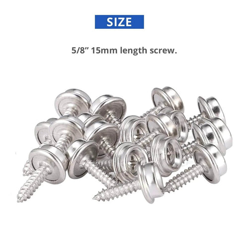 Marine-Grade Stainless Steel Snap Screw Kit For Boat Covers, 50-piece with 5/8 inch screws shown, corrosion-resistant hardware.