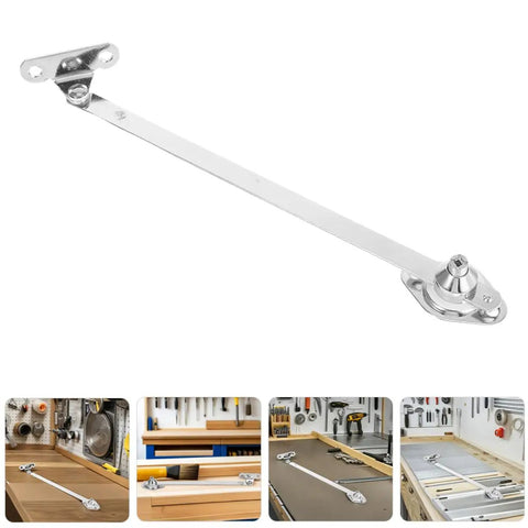 Beefy Heavy Duty Lid Support Hinges For Chest And Cabinet Doors, 12 Inch Soft Close Chest Hardware, mounted on wooden panel