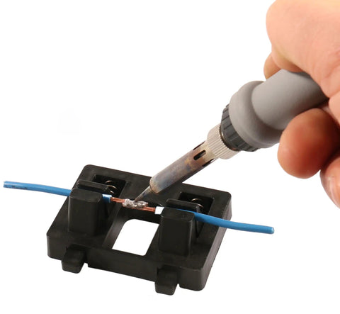 Using Ultimate 6-Pack Portable Soldering Assist Stands for Cables with precise wire welding, high-temp plastic, sturdy metal springs