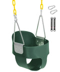 Kid Friendly Toddler Swing Seat With Coated Chains And Heavy Duty High Back Bucket For Outdoor Backyard Play includes Tree Straps and Hooks for Swing Sets