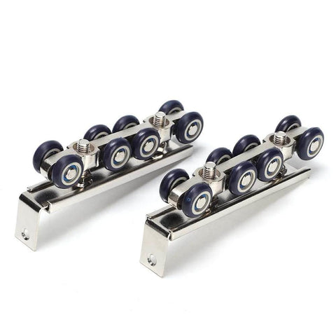 8 Wheel Door Track Pulley Kit For Sliding Barn Doors, Silent Rolling Floor Track System With Detachable L Shape Inserts