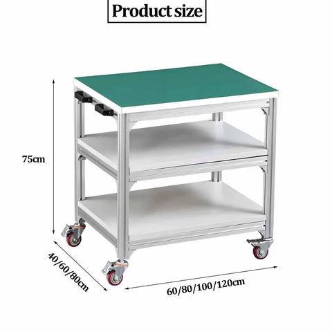 Badass Antistatic Workbench With Slick Rolling PU Wheels And Solid Lock Brakes Makes It The Top Shelf Three Tier Metal Station dimensions 60/80/100/120cm
