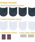Two Pairs Rubber Heel Pads Replacement Kit With 3.5 mm Thick Anti Slip Cushions For Men And Women Leather Shoes Includes Nails Sandpapers Self Adhesive Stickers