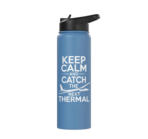 Hydration Gear Insulated Stainless Steel Water Bottle for Sailplane Pilots and Glider Club Members, light blue with cap