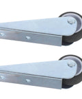 2-Pack Sliding Door Bottom Wheels With Rubber Casters, metal and rubber construction, side view
