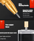 Close-up of alloy marking needle and pure copper motor for Rock Solid Pneumatic Dot Peen Marking Machine for Chassis Codes and Engine Tags.