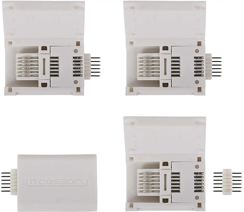 6-Pin To Cut-End Connector For Hue Solo Lightstrip Micro 6-Pin V4 White 4 Pack, Easy In-Line Cable Adapter For Philips Hue And Solo