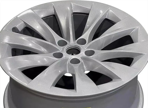 Premium Heavy Duty 20X9.5 Rear Alloy Wheel For Tesla Model X 2016 To 2021 Slipstream silver rim top view with detailed spokes.