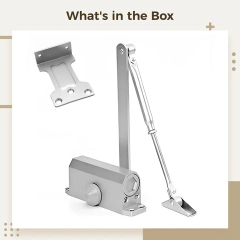 Automatic Fire Door Closer For 36 Inch Doors With Aluminum Hydraulic System, Super Quiet Auto Close parts visible in box